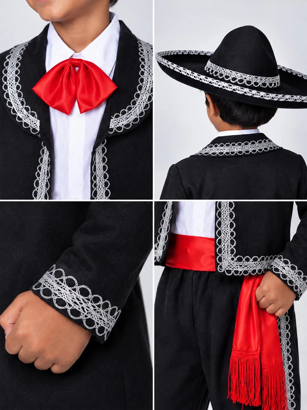 Black & Red Mexican Mariachi Boys, Kids Halloween Costume Fancy Dress Up