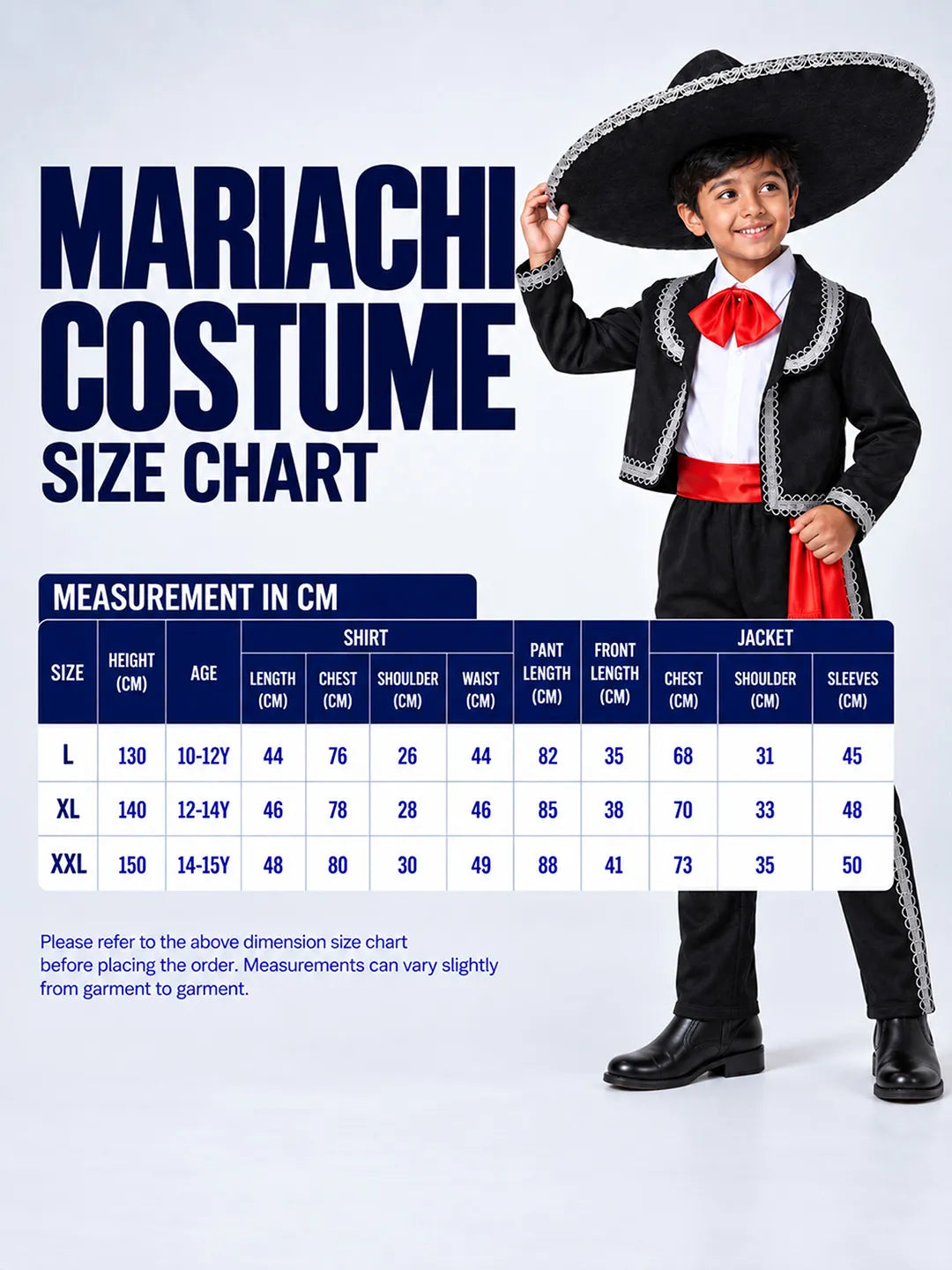 Black & Red Mexican Mariachi Boys, Kids Halloween Costume Fancy Dress Up