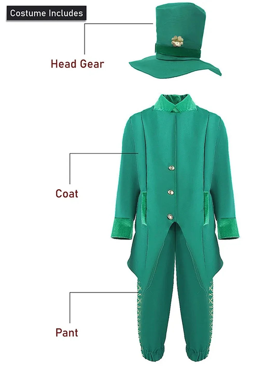 St.Patricks Day costume for Boys,Kids Halloween Costume Dress Up