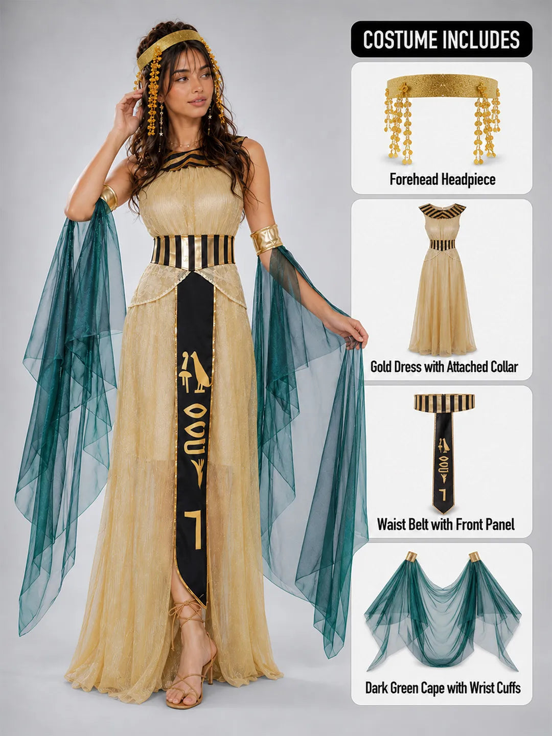 Egyptian Pharaoh Queen Adult Halloween Costume Fancy Dress Up