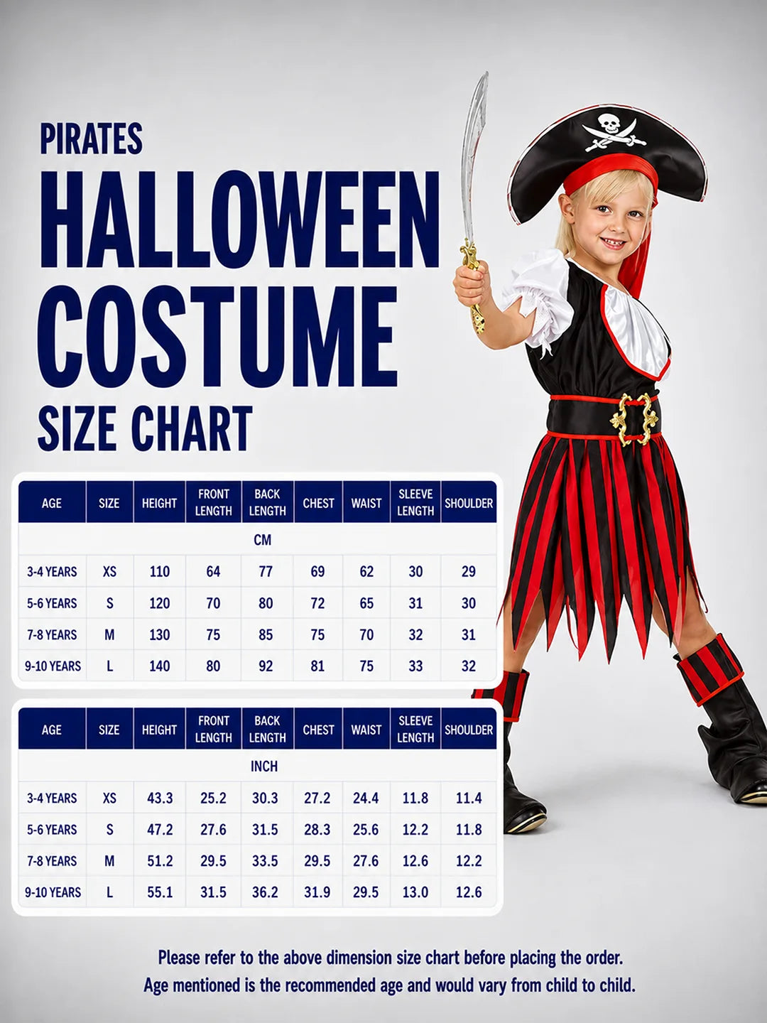 Pirates Theme Kids Halloween Costume for Girls