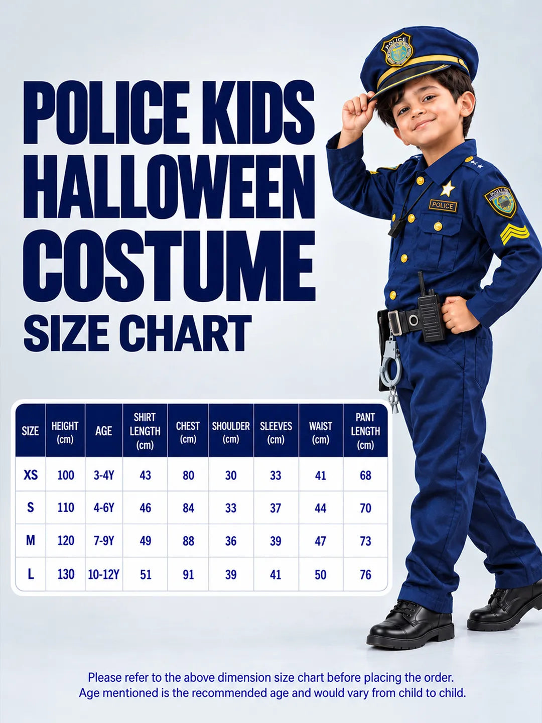 Police Kids Halloween Costume Fancy Dress Up