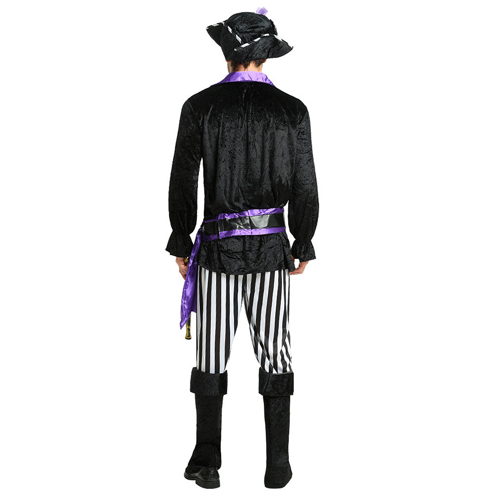 Purple & Black Pirate Adult Halloween Costume Fancy Dress Up