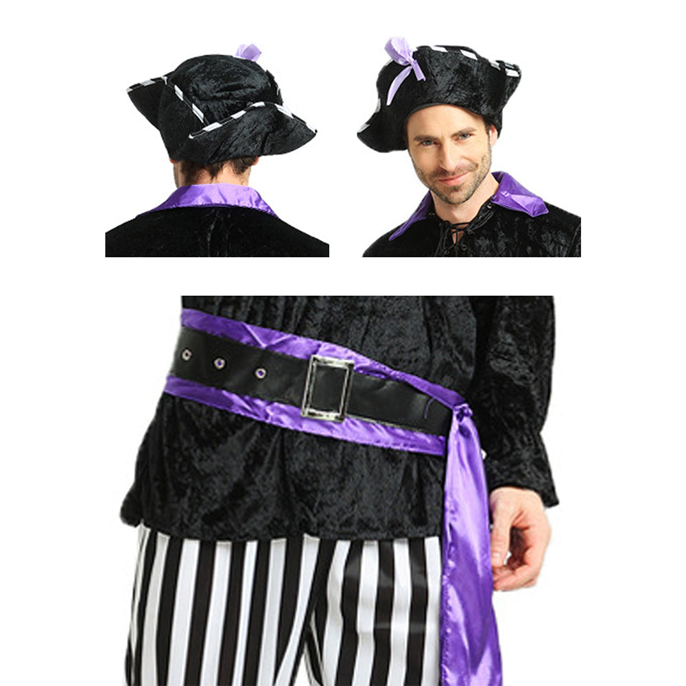 Purple & Black Pirate Adult Halloween Costume Fancy Dress Up