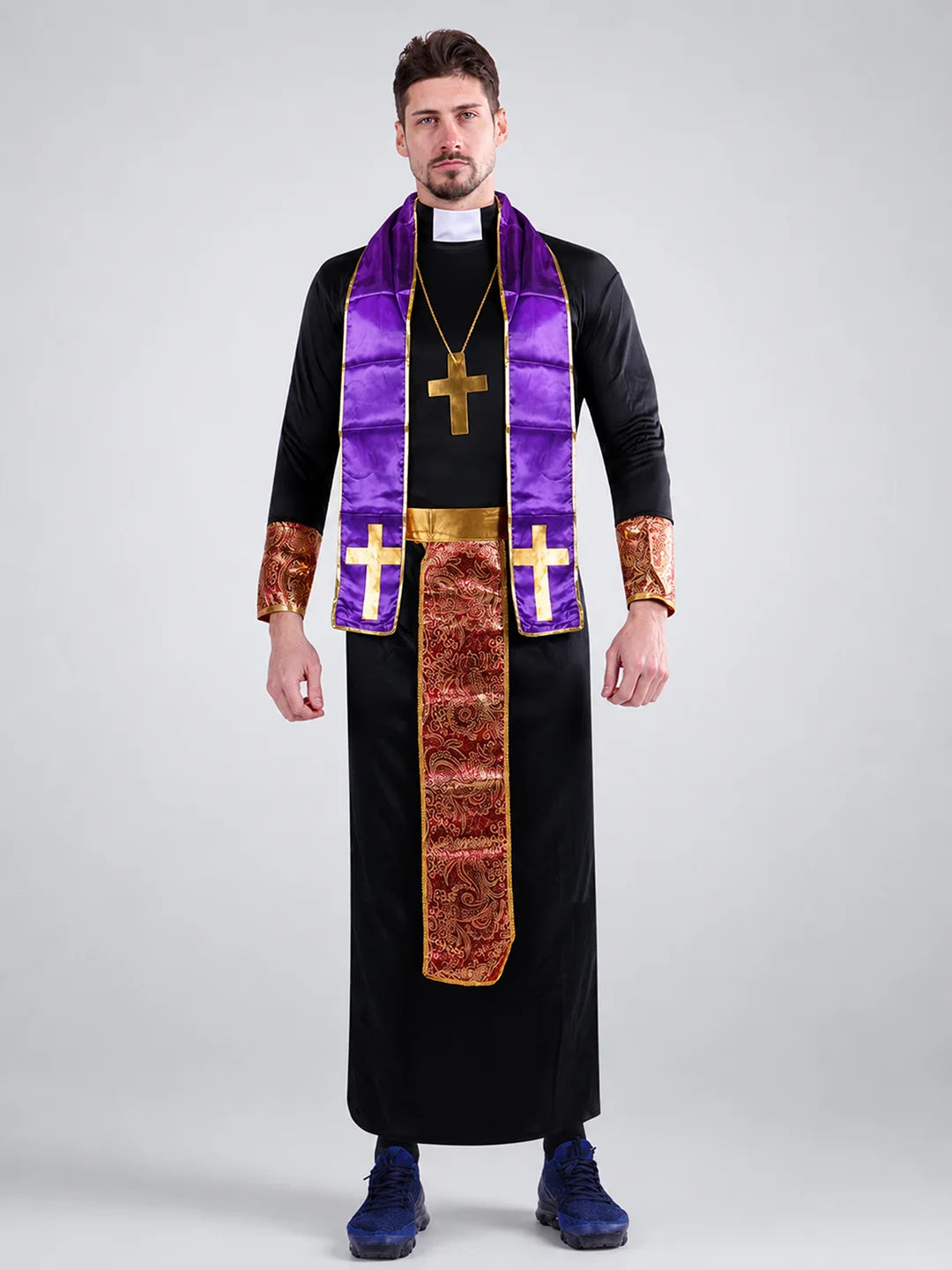 The Priest , Purple & Black Adults Halloween Costume Fancy Dress Up