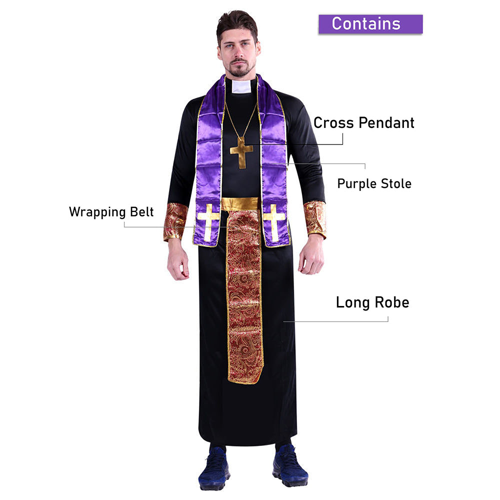 The Priest , Purple & Black Adults Halloween Costume Fancy Dress Up