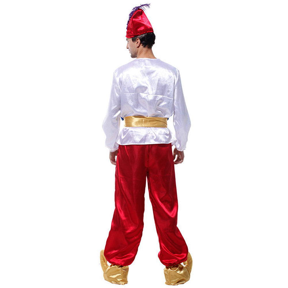 Aladdin White and Maroon Adults Halloween Costume Fancy Dress Up