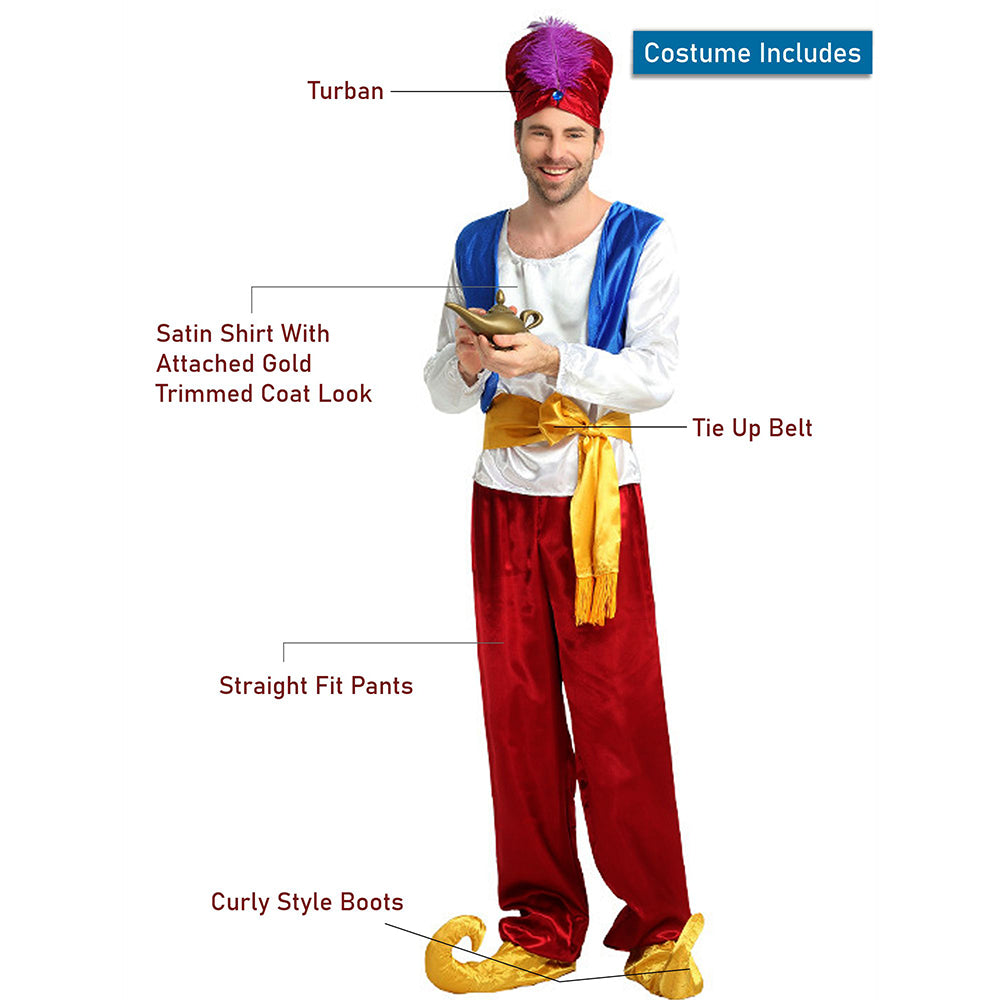 Aladdin White and Maroon Adults Halloween Costume Fancy Dress Up