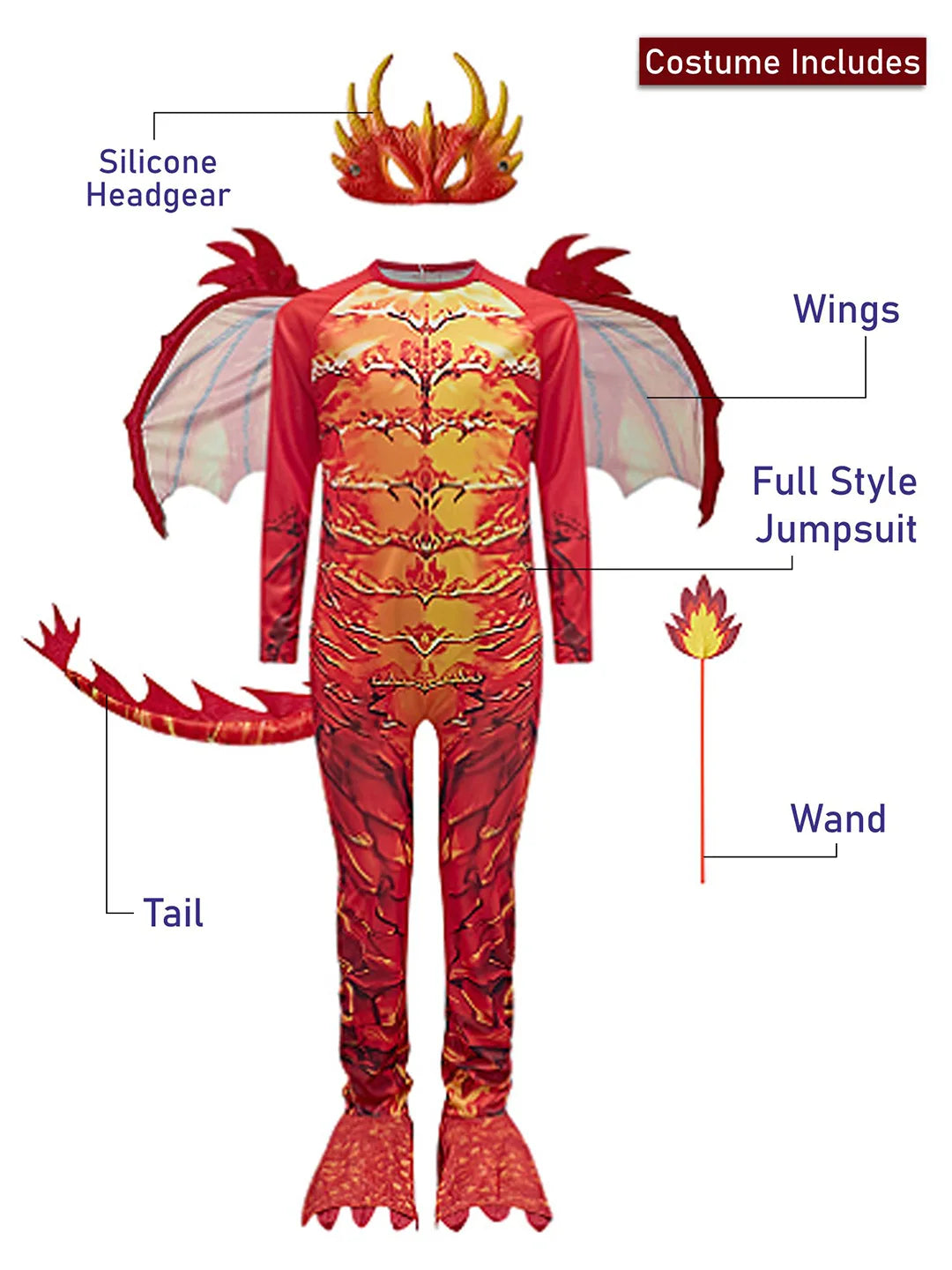 Red Dragon,Kids Halloween Costume Fancy Dress Up