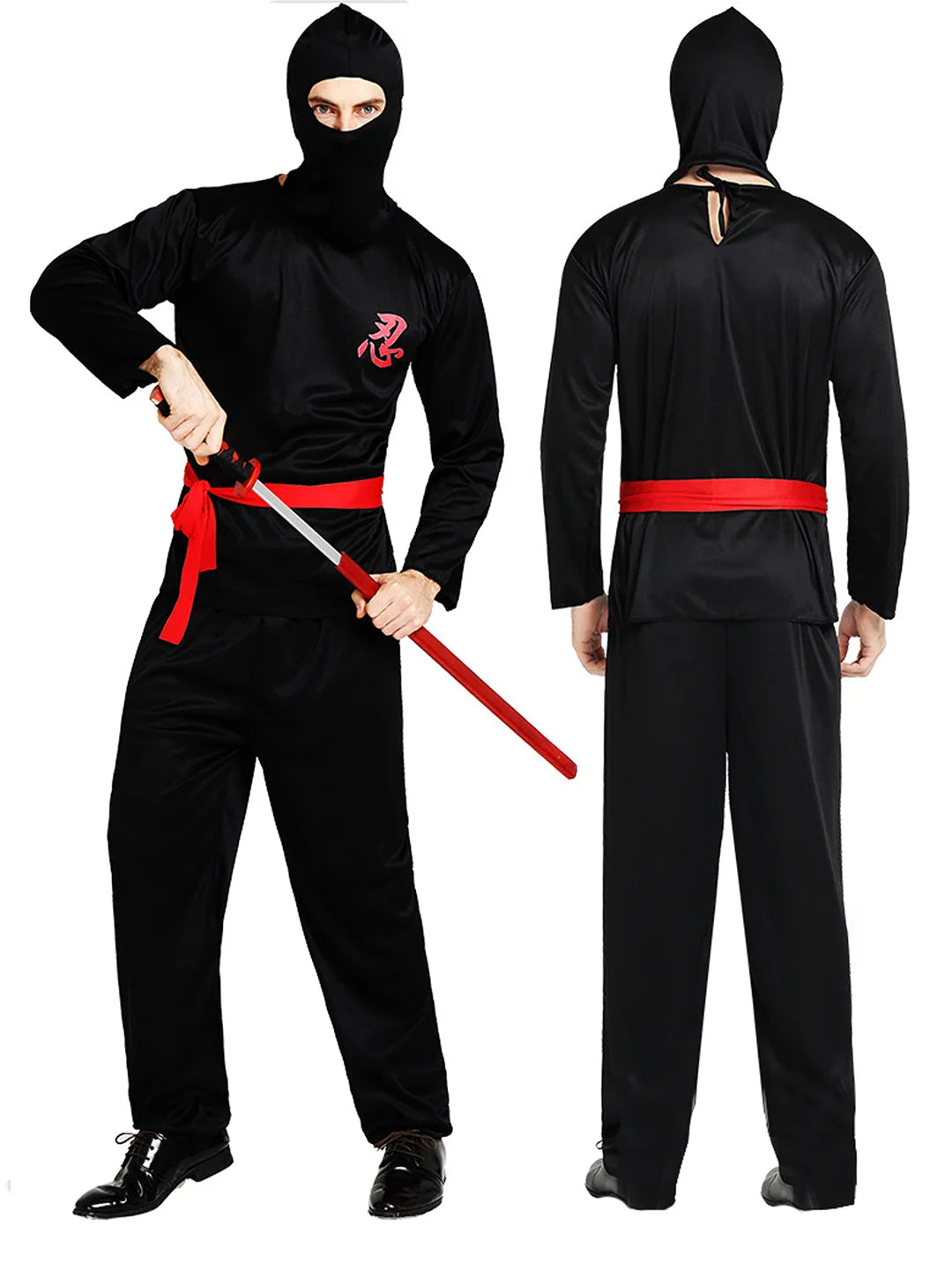 Red Dragon Ninja Adults Halloween Costume Fancy Dress Up