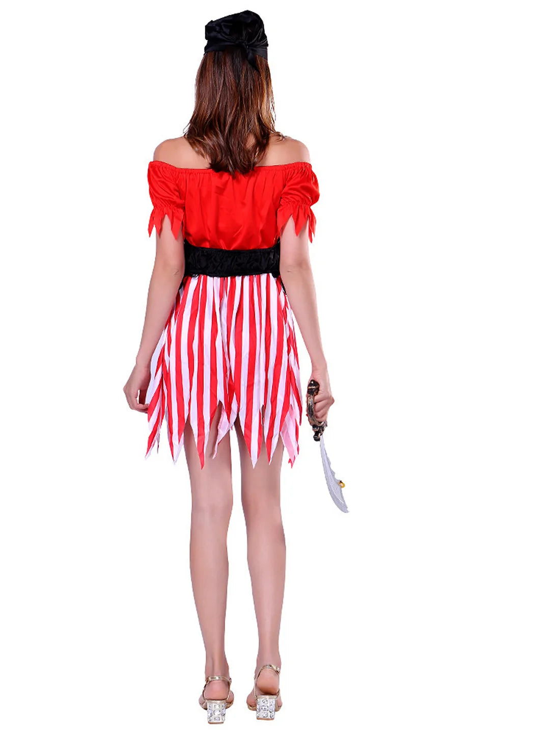 Red dress Pirate Adult Halloween Costume Fancy Dress Up