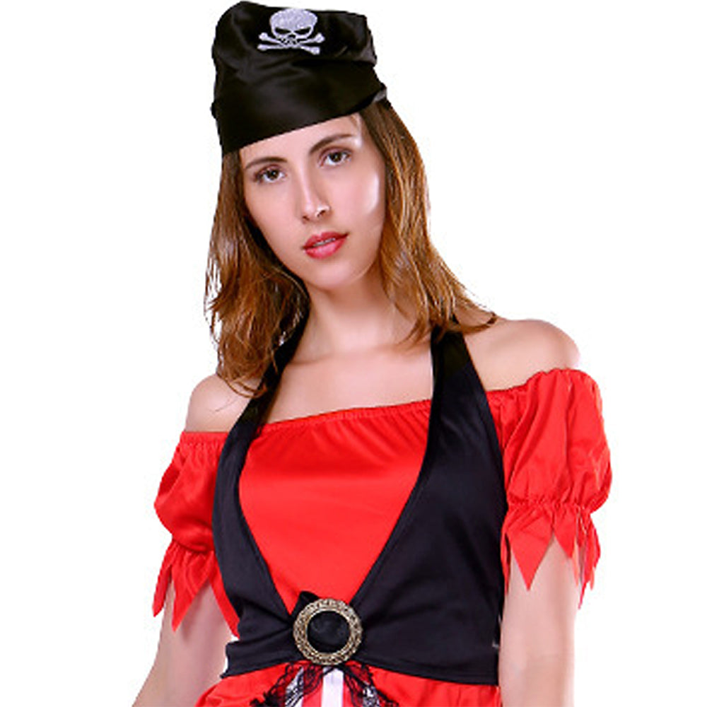 Red dress Pirate Adult Halloween Costume Fancy Dress Up