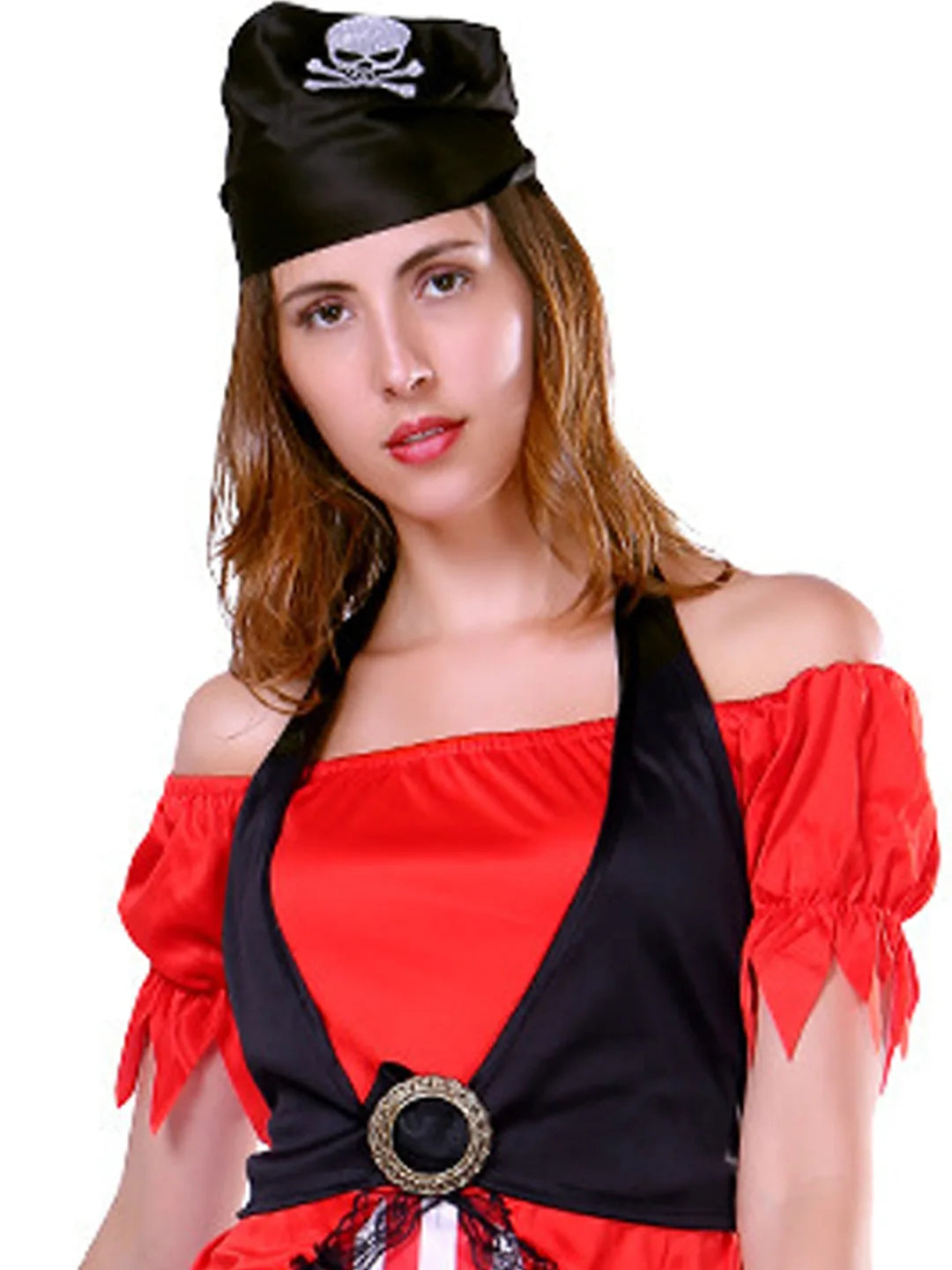 Red dress Pirate Adult Halloween Costume Fancy Dress Up