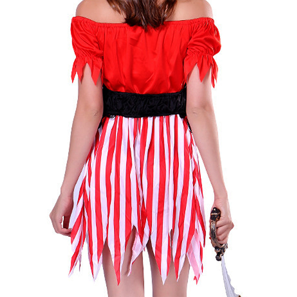 Red dress Pirate Adult Halloween Costume Fancy Dress Up
