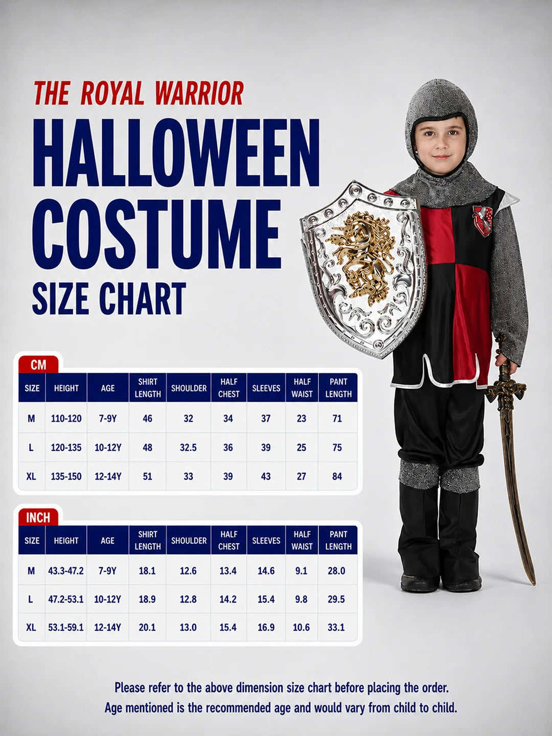 The Royal Warrior, Kids Halloween Costume Fancy Dress Up