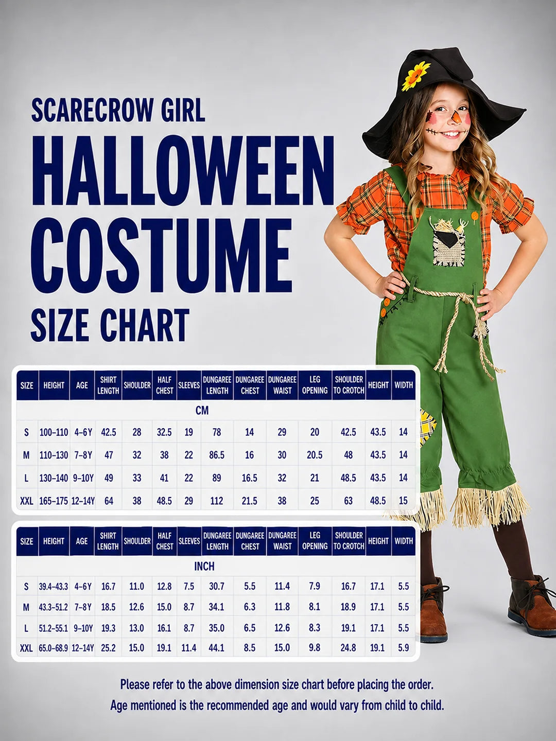 Scarecrow Girl, Halloween Costume Fancy Dress Up