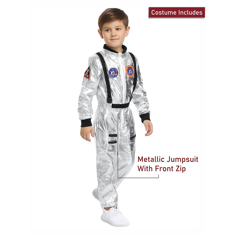 Shiny Silver Astronaut, Halloween Costume Fancy Dress Up