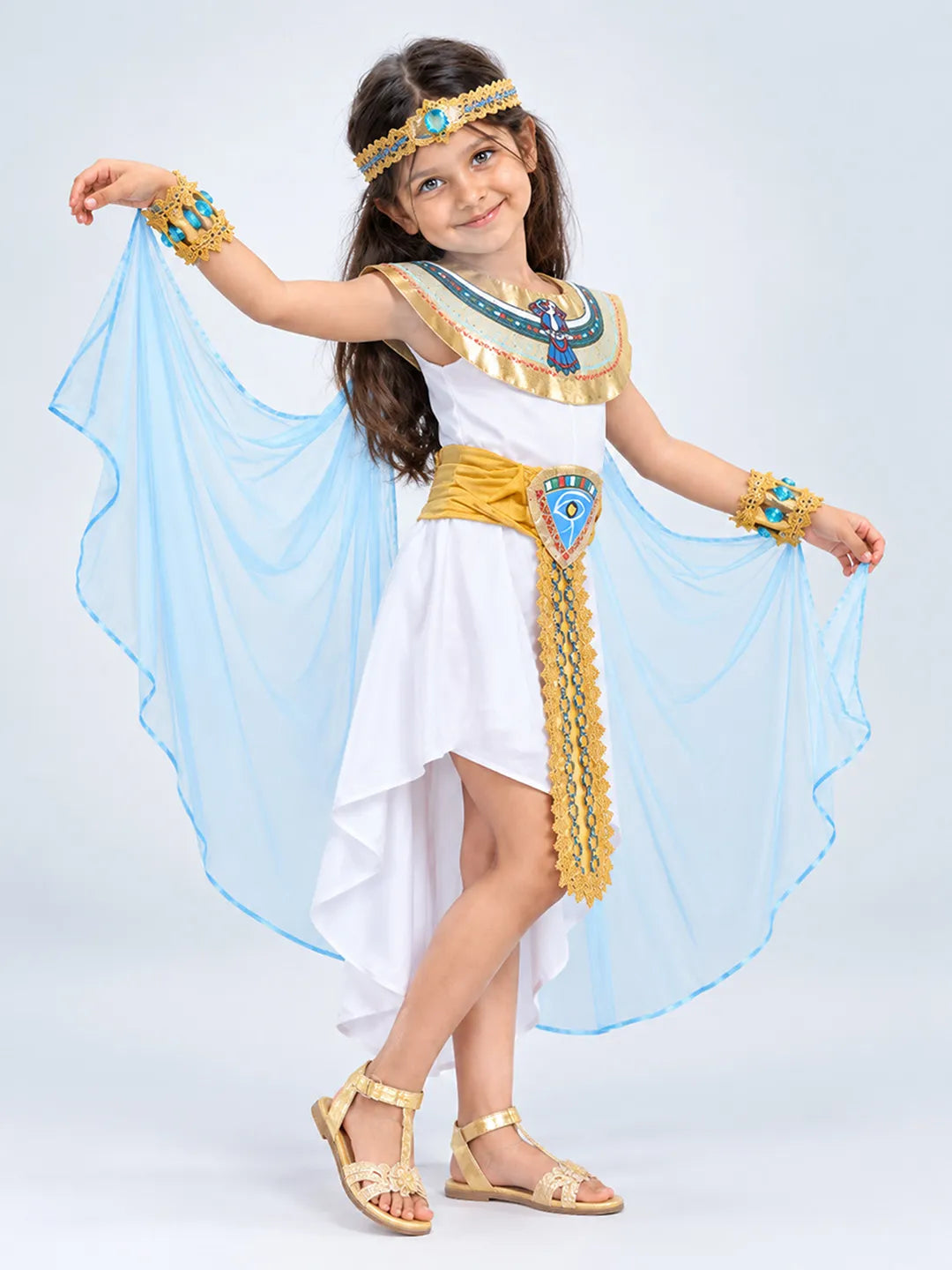 White & Gold Nile Girl, Kids Halloween Costume Fancy Dress Up