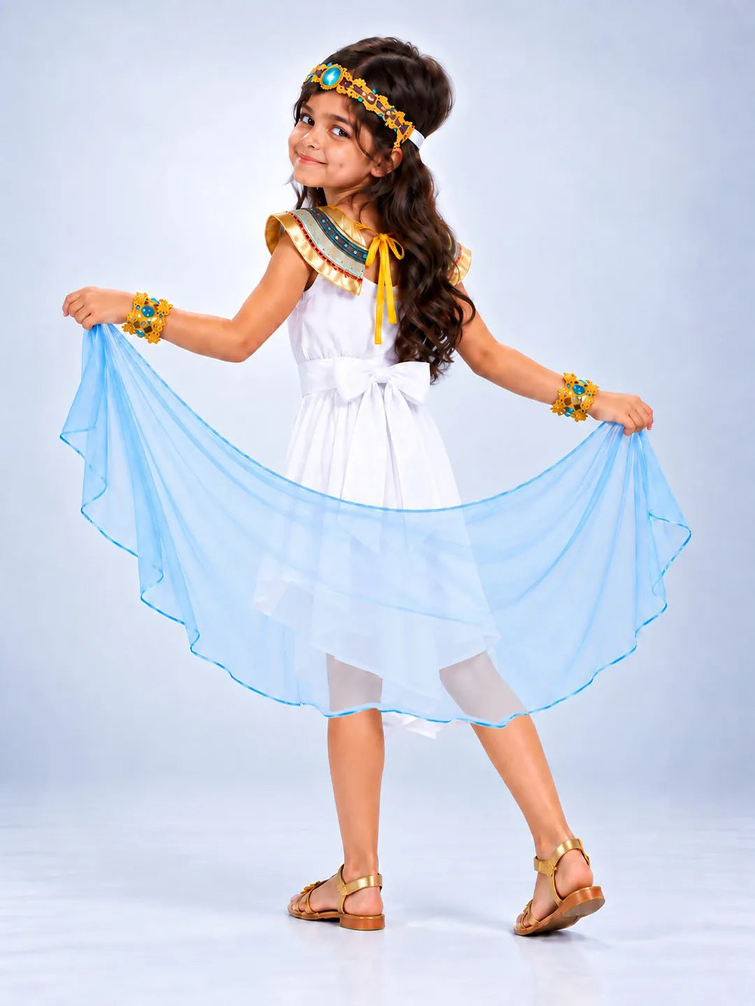 White & Gold Nile Girl, Kids Halloween Costume Fancy Dress Up