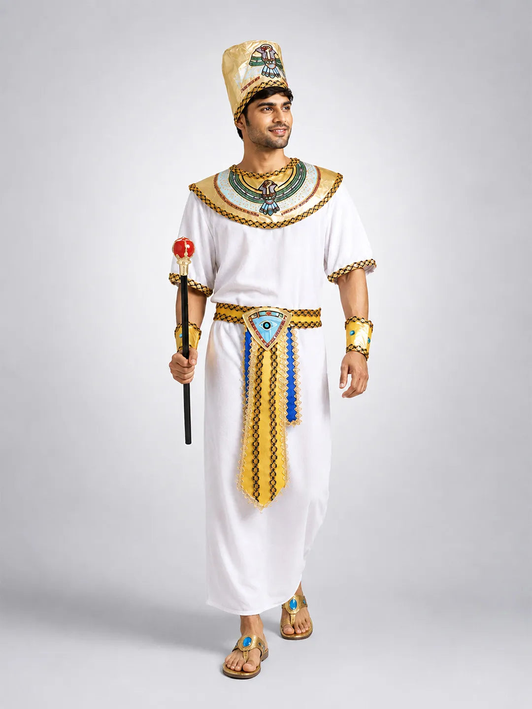 White Egyptian Pharaoh King Adult Halloween Costume Fancy Dress Up
