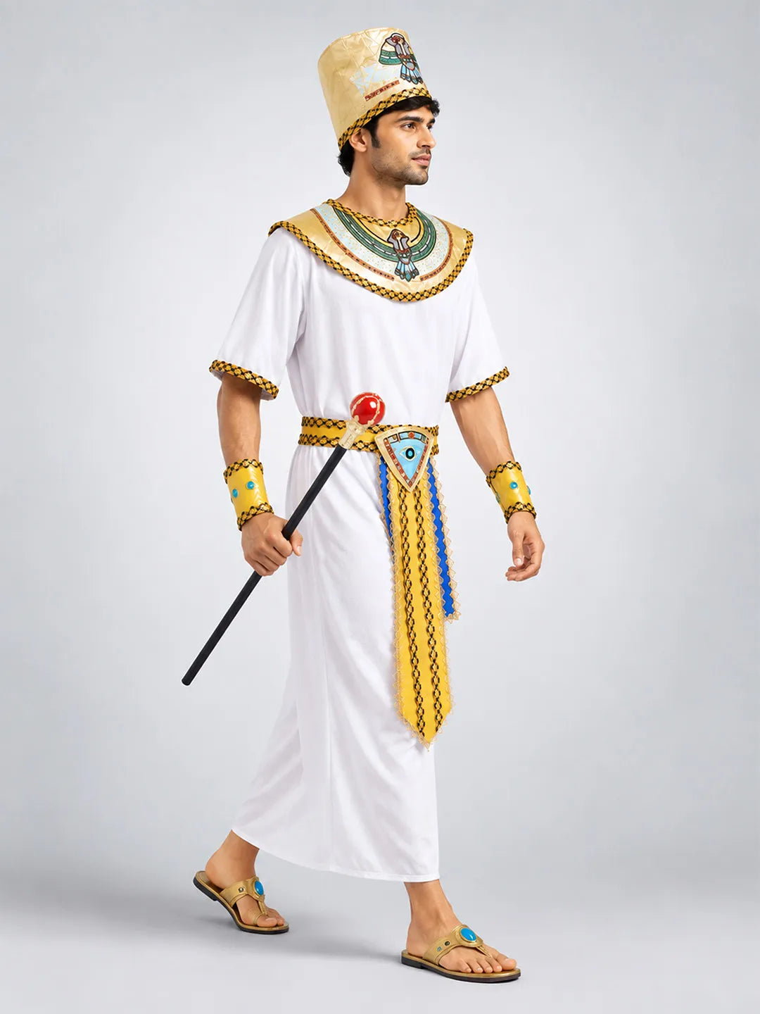 White Egyptian Pharaoh King Adult Halloween Costume Fancy Dress Up
