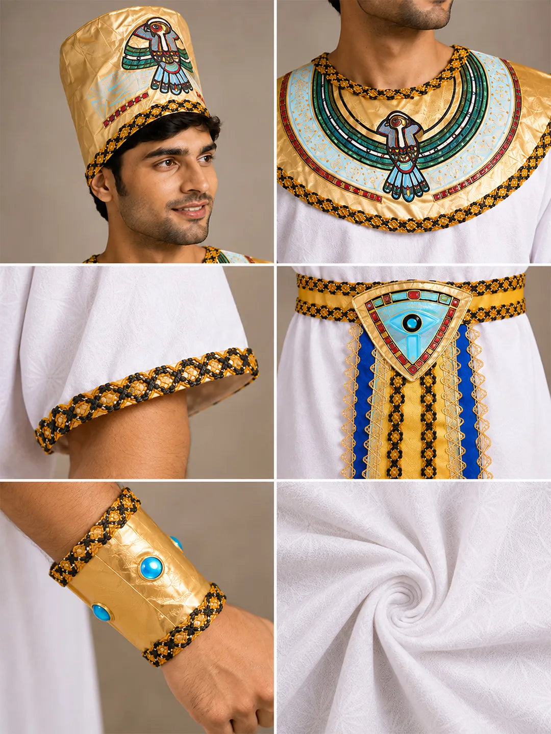 White Egyptian Pharaoh King Adult Halloween Costume Fancy Dress Up