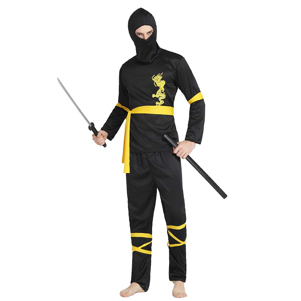 Yellow Dragon Ninja Adults Halloween Costume Fancy Dress Up