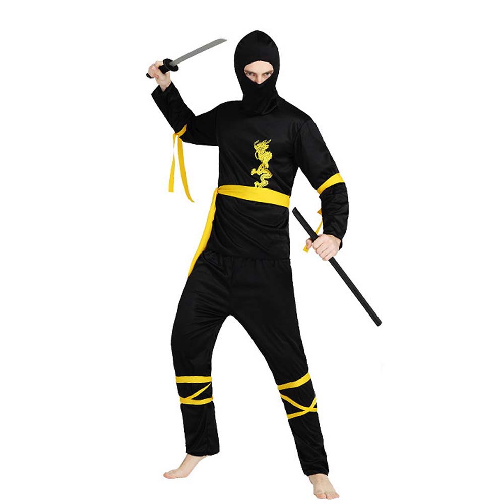 Yellow Dragon Ninja Adults Halloween Costume Fancy Dress Up