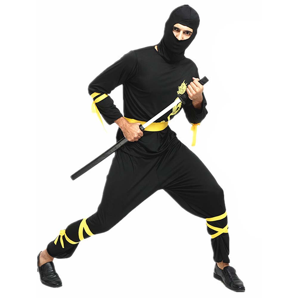 Yellow Dragon Ninja Adults Halloween Costume Fancy Dress Up