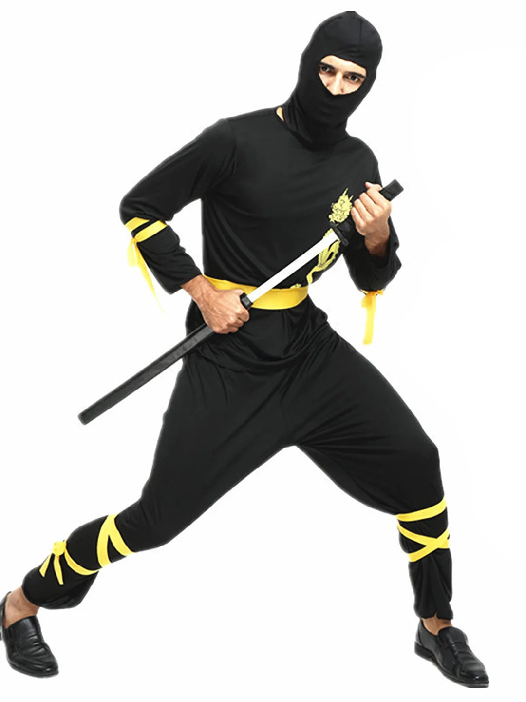 Yellow Dragon Ninja Adults Halloween Costume Fancy Dress Up