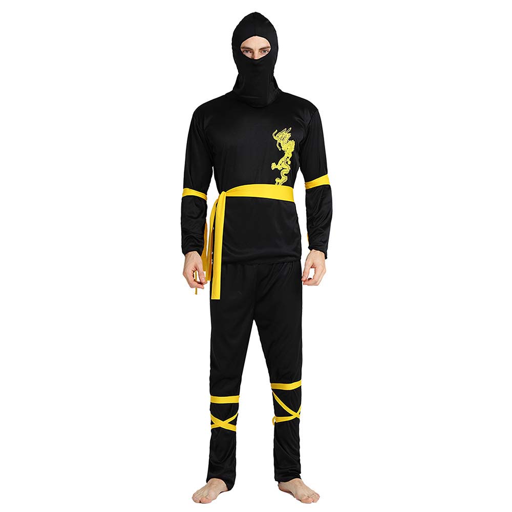 Yellow Dragon Ninja Adults Halloween Costume Fancy Dress Up