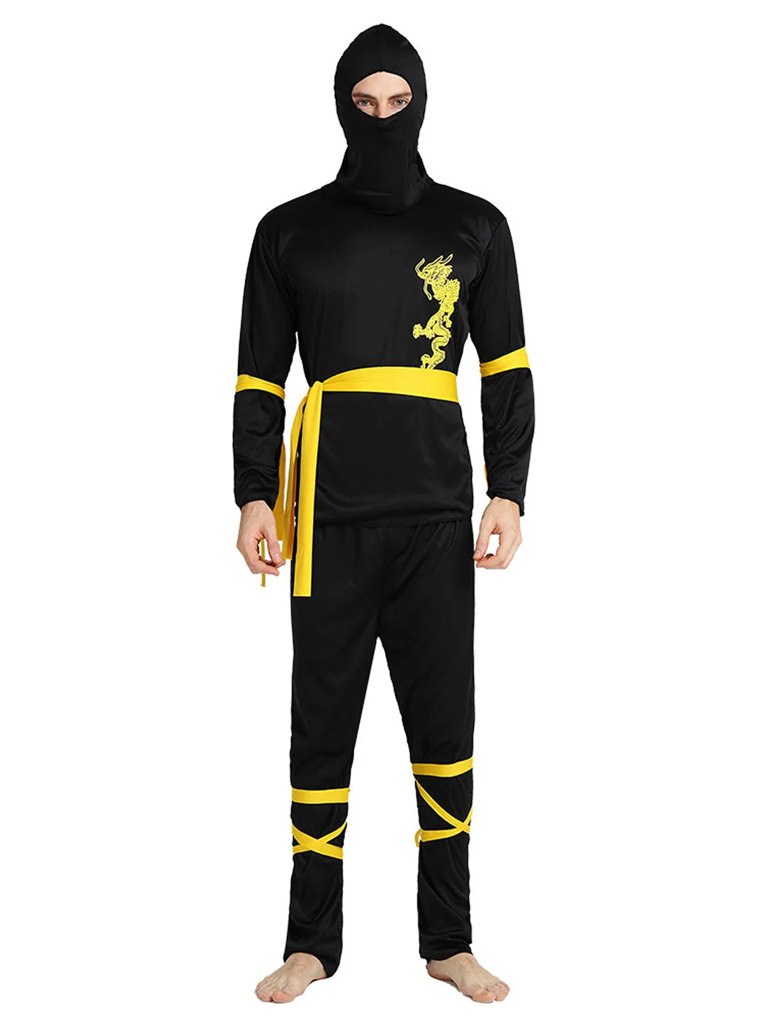 Yellow Dragon Ninja Adults Halloween Costume Fancy Dress Up
