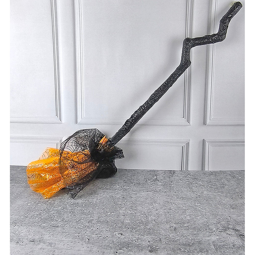 Orange Twisted Handle Broom Stick for Halloween Costume Party & Halloween Home office Decor