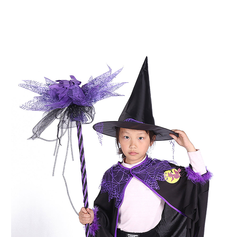 Led light Purple Witch Broom Stick for Halloween Costume Party & Halloween Home office Décor
