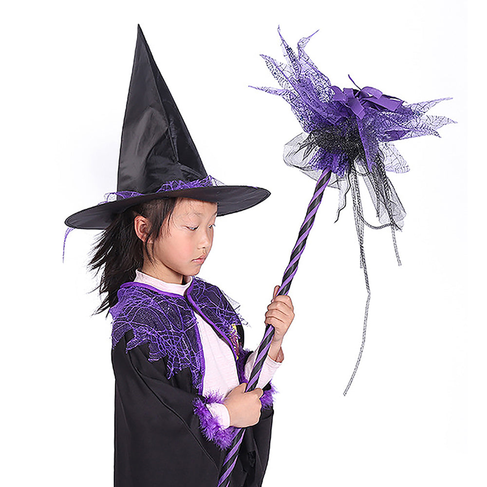 Led light Purple Witch Broom Stick for Halloween Costume Party & Halloween Home office Décor