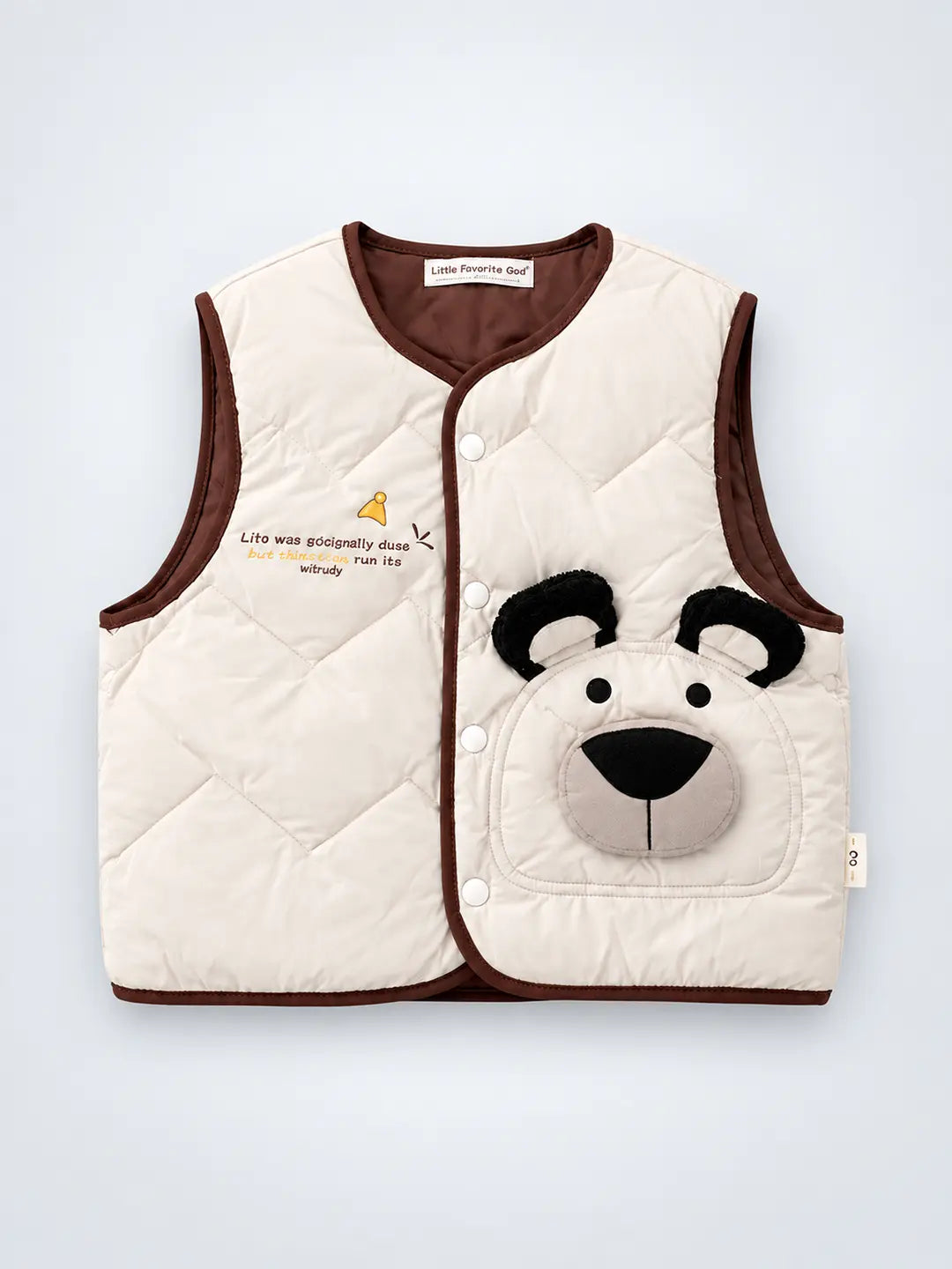 3D Bear Face Sleeveless Winter Jacket for Kids