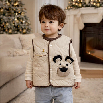 3D Bear Face Sleeveless Winter Jacket for Kids