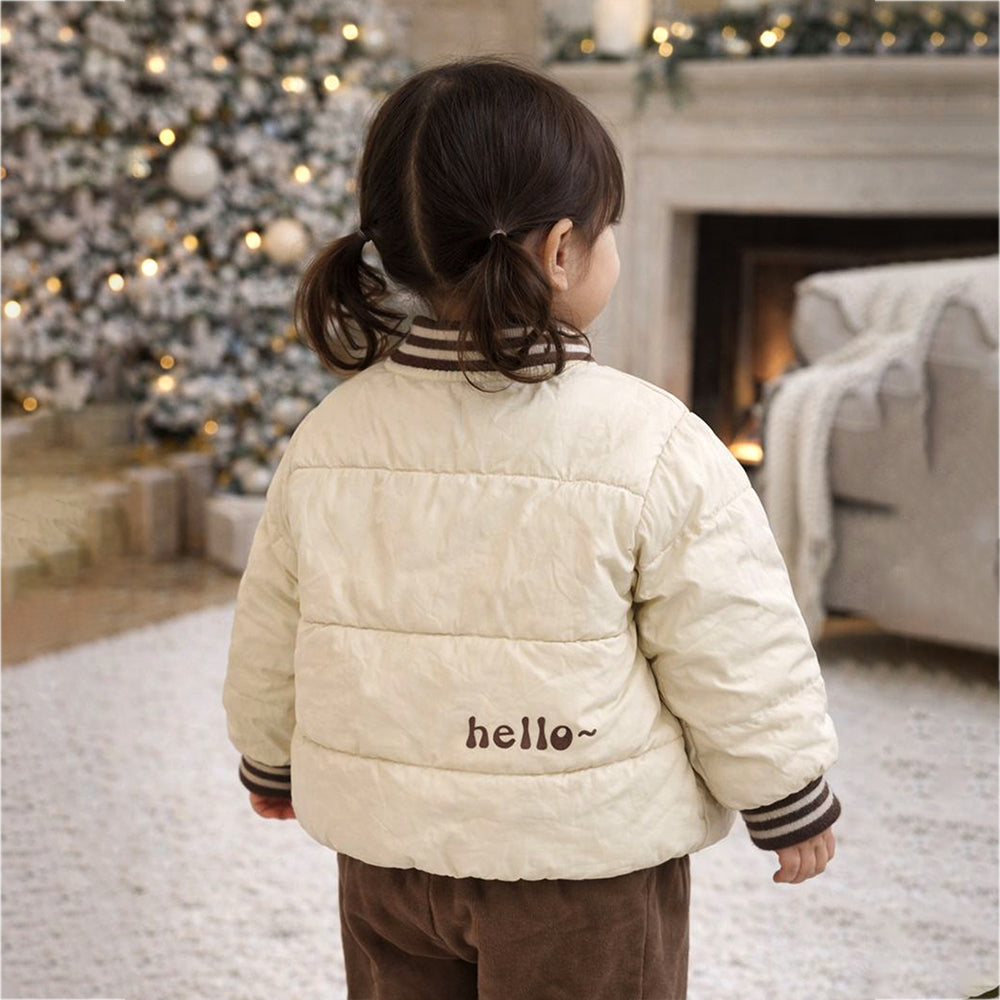 Beige & Brown 3D Teddy Face,Winter Jacket for Kids