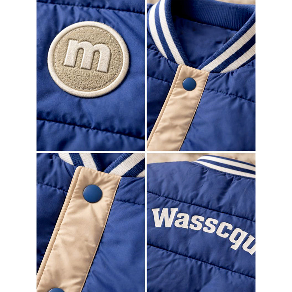 Blue & Beige Varsity Winter Jacket for Kids