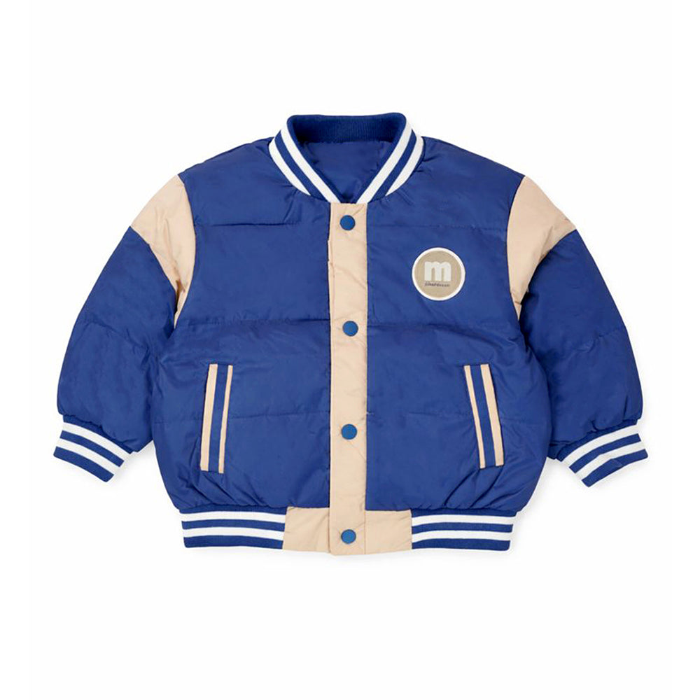 Blue & Beige Varsity Winter Jacket for Kids