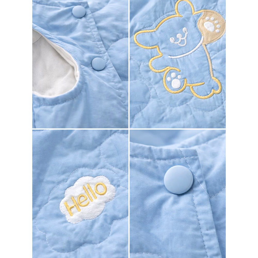 Blue Hello Teddy Reversible Sleeveless Winter Jacket for Kids