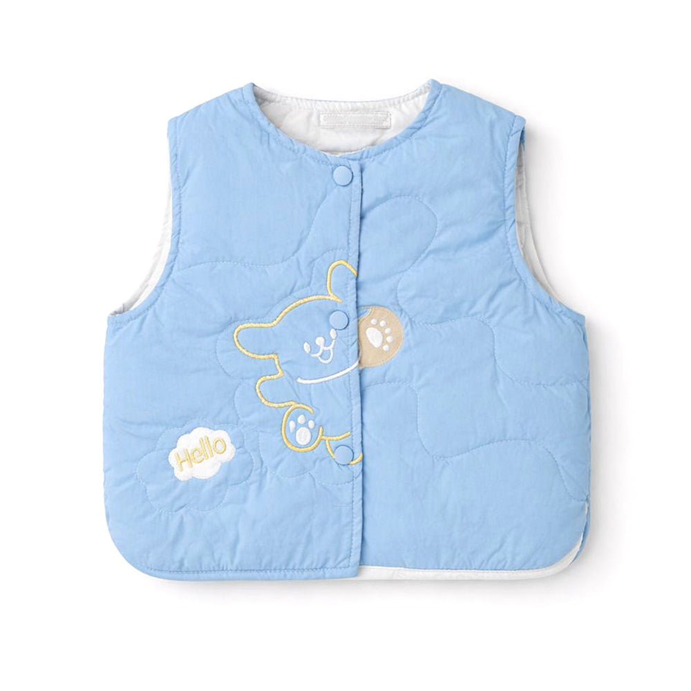 Blue Hello Teddy Reversible Sleeveless Winter Jacket for Kids