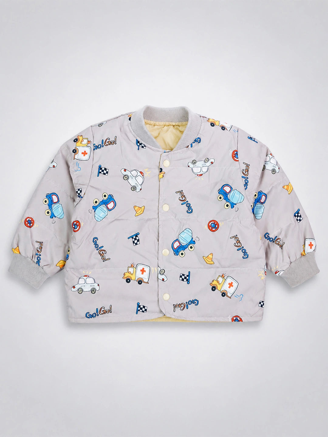 Grey Dumper Quilted Bomber Winter Jacket for Kids