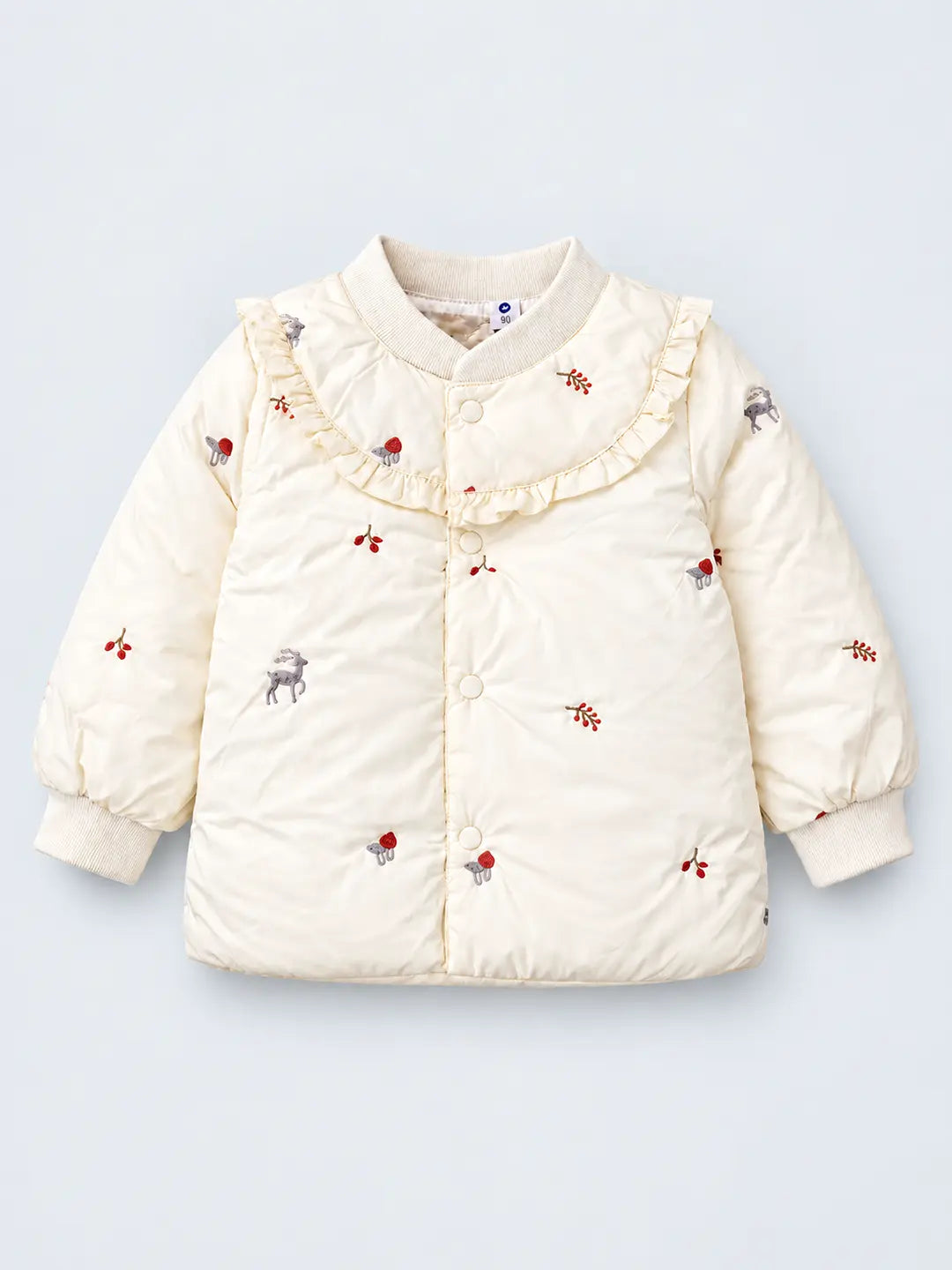 Ivory Deer & Mushroom Winter Jacket for Kids