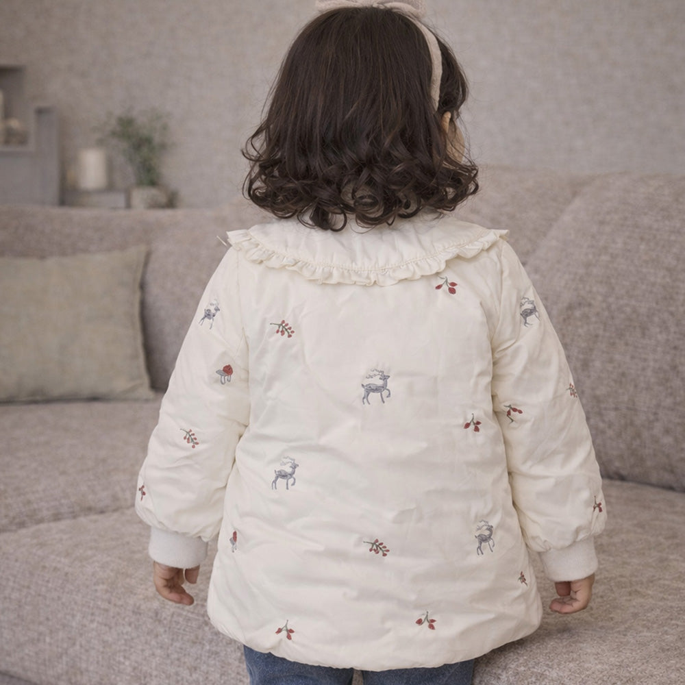 Ivory Deer & Mushroom Winter Jacket for Kids
