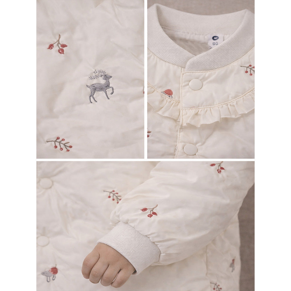 Ivory Deer & Mushroom Winter Jacket for Kids