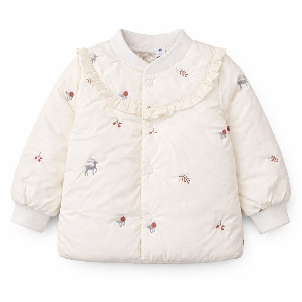 Ivory Deer & Mushroom Winter Jacket for Kids