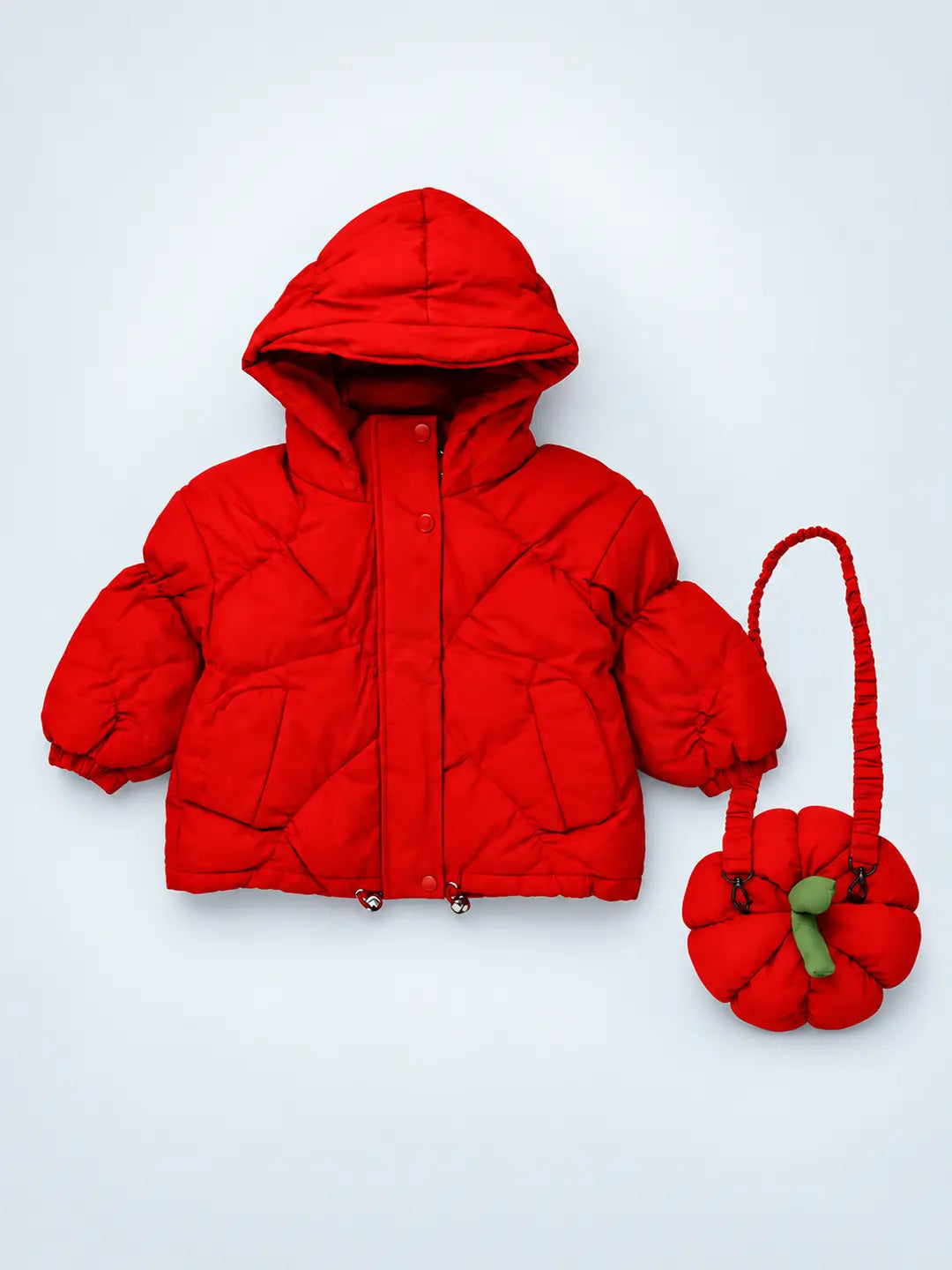 Maroon Puffer Quilted Hooded Winter Jacket for Kids