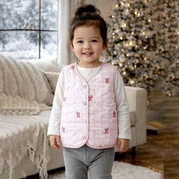 Pink Reversible Sleeveless Winter Jacket for Kids