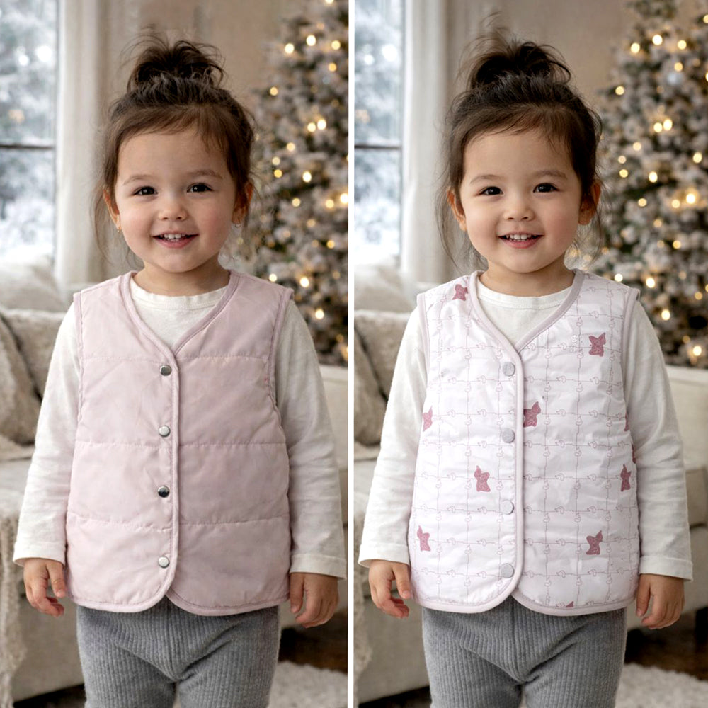 Pink Reversible Sleeveless Winter Jacket for Kids